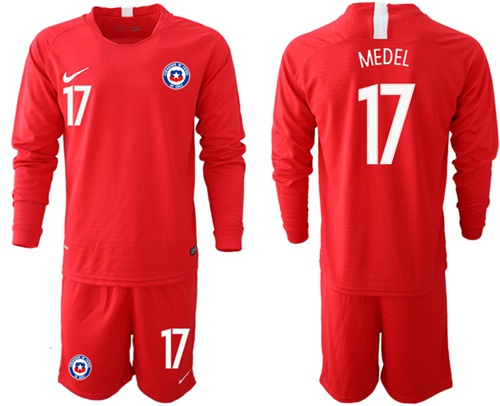Chile #17 Medel Home Long Sleeves Soccer Country Jersey